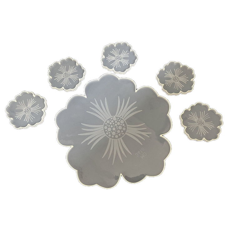 قالب سیلیکونی رزین مدل گل مجموعه 6 عددی وارداتی