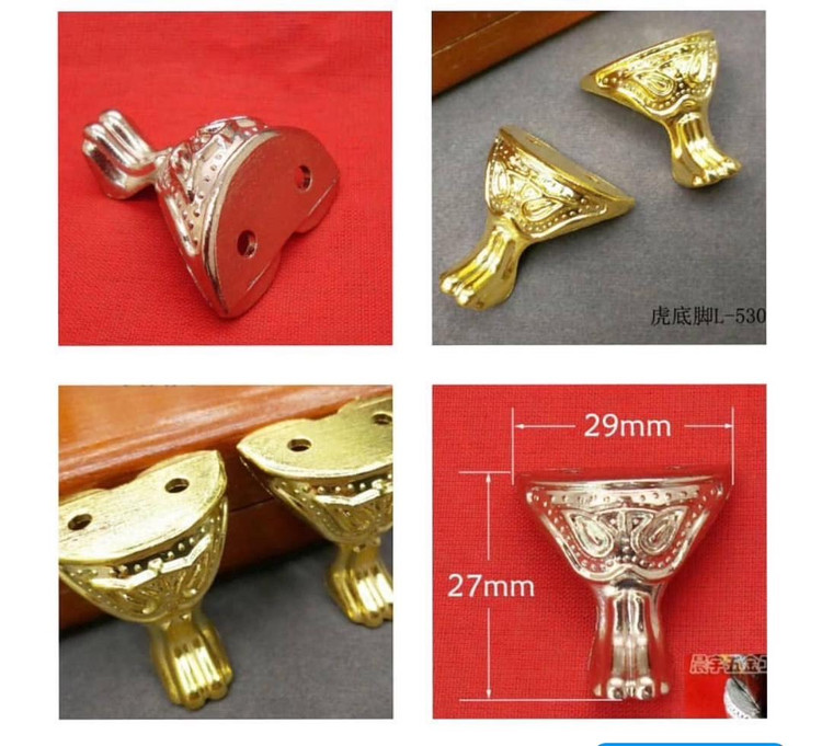 پایه دو چشم (پایه طرح آنتیک برای جعبه تزیینی) 29 * 27 میل بسته 100 عددی وارداتی