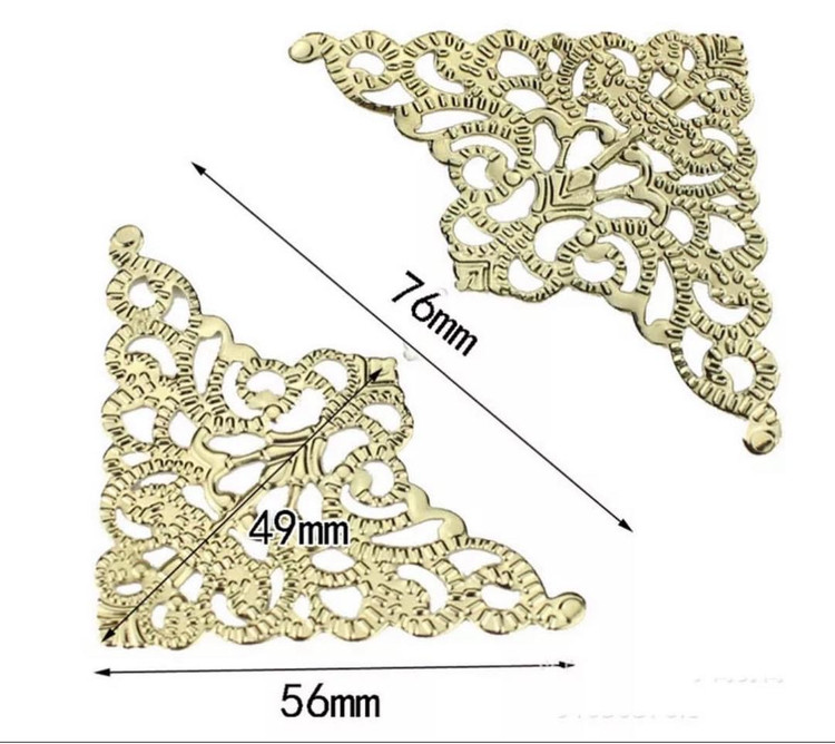گوشه آهنی تاجی ۷۶×۵۶ میلیمتر طلایی بسته 1000 عددی وارداتی