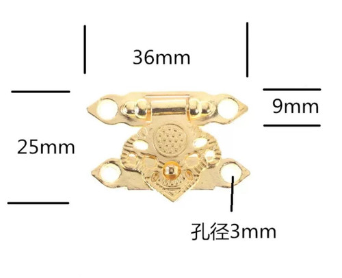 قفل قرآنی طلایی (چفت طرح آنتیک برای جعبه چوبی و تزئینی) وارداتی
