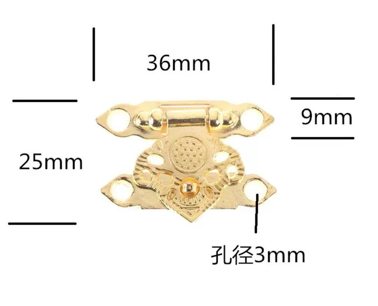 قفل قرآنی طلایی (چفت طرح آنتیک برای جعبه چوبی و تزئینی) وارداتی