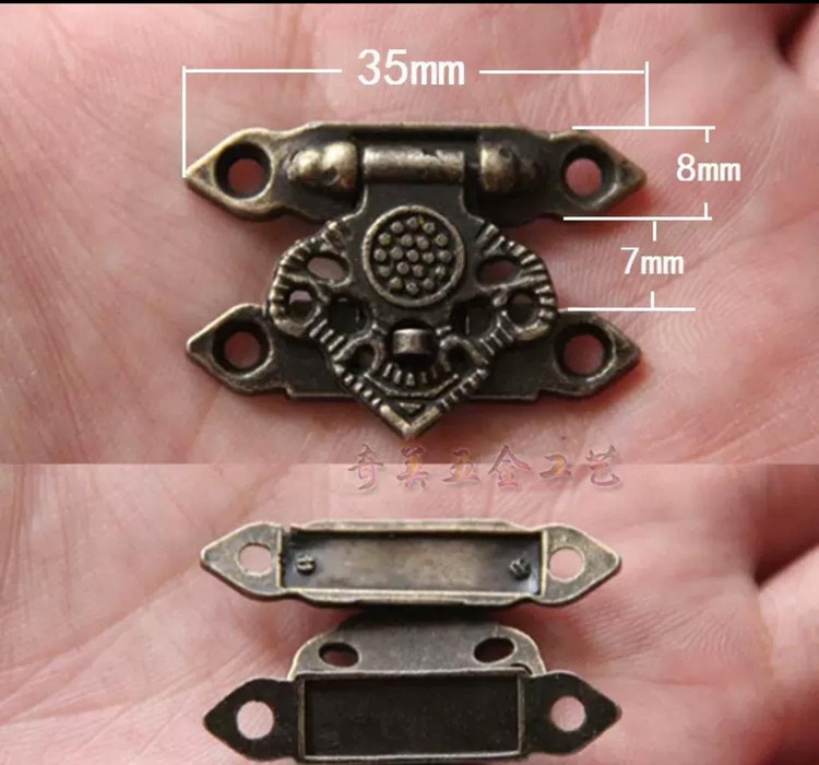 قفل قرآنی زردقلم (چفت طرح آنتیک برای جعبه چوبی و تزئینی) وارداتی